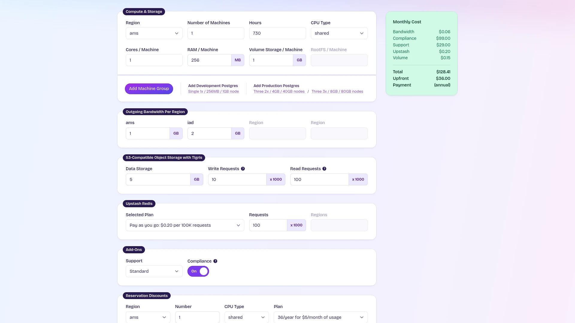 Fly.io Pricing Calculator