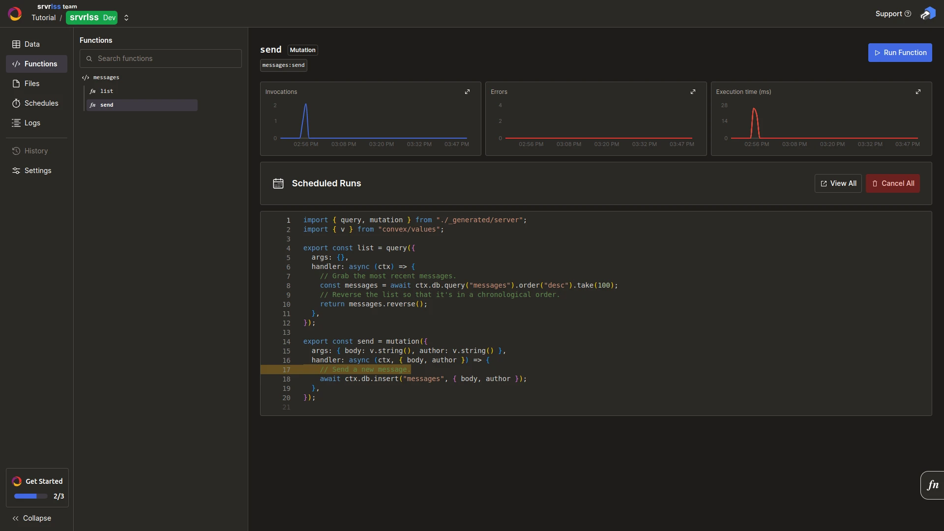 Convex Dashboard