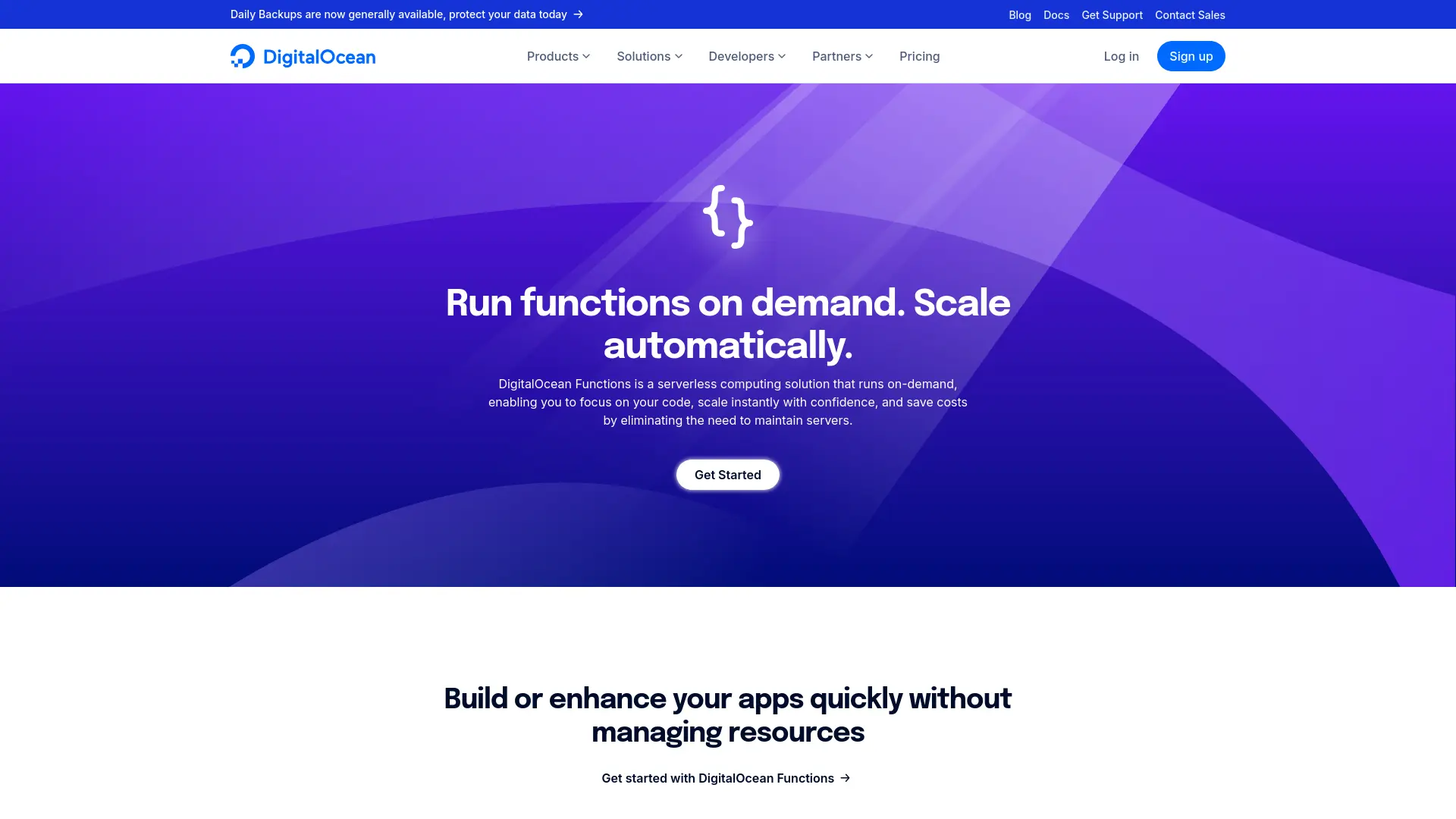 DigitalOcean Functions Homepage