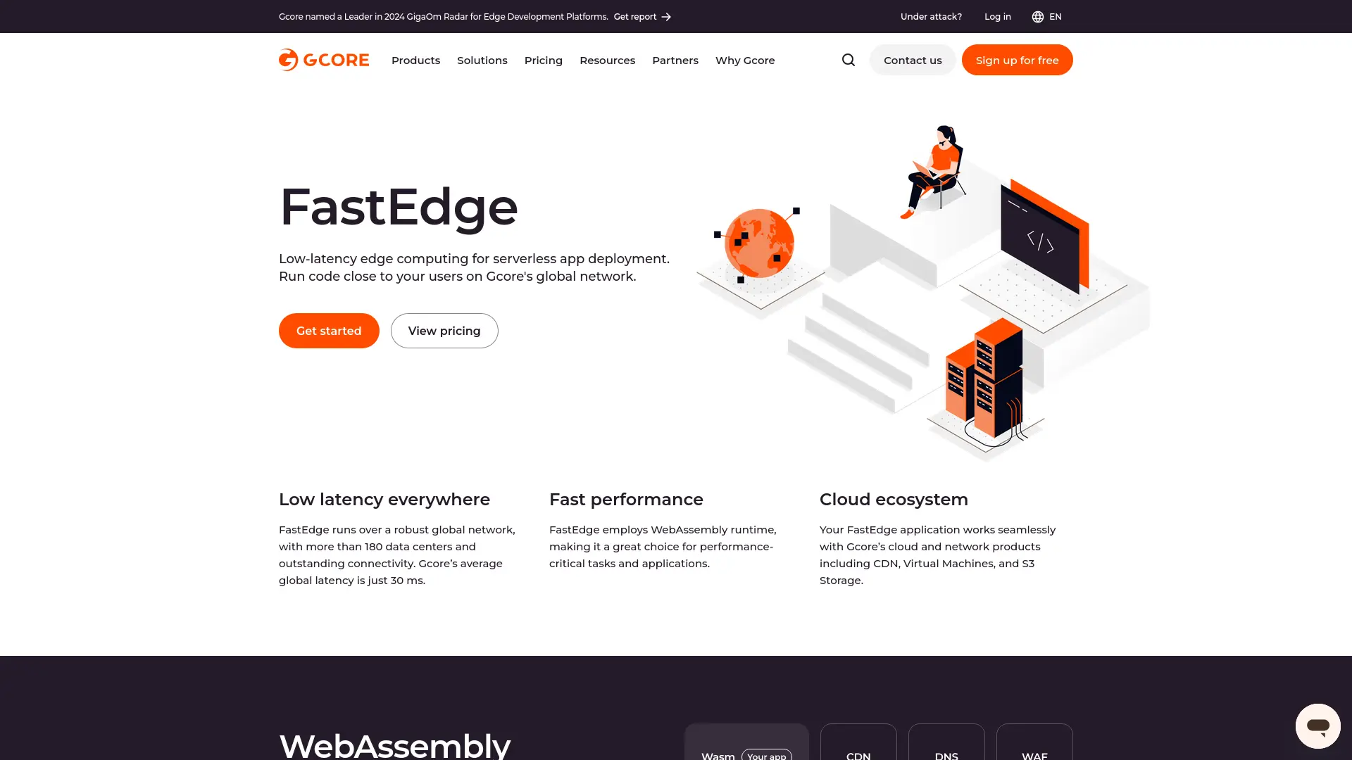 Gcore FastEdge Homepage