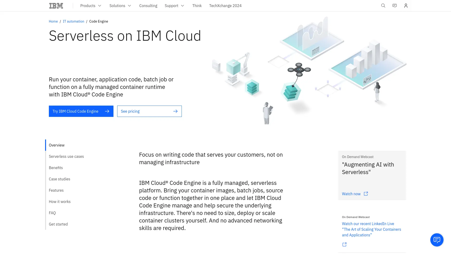 IBM Cloud Code Engine Homepage