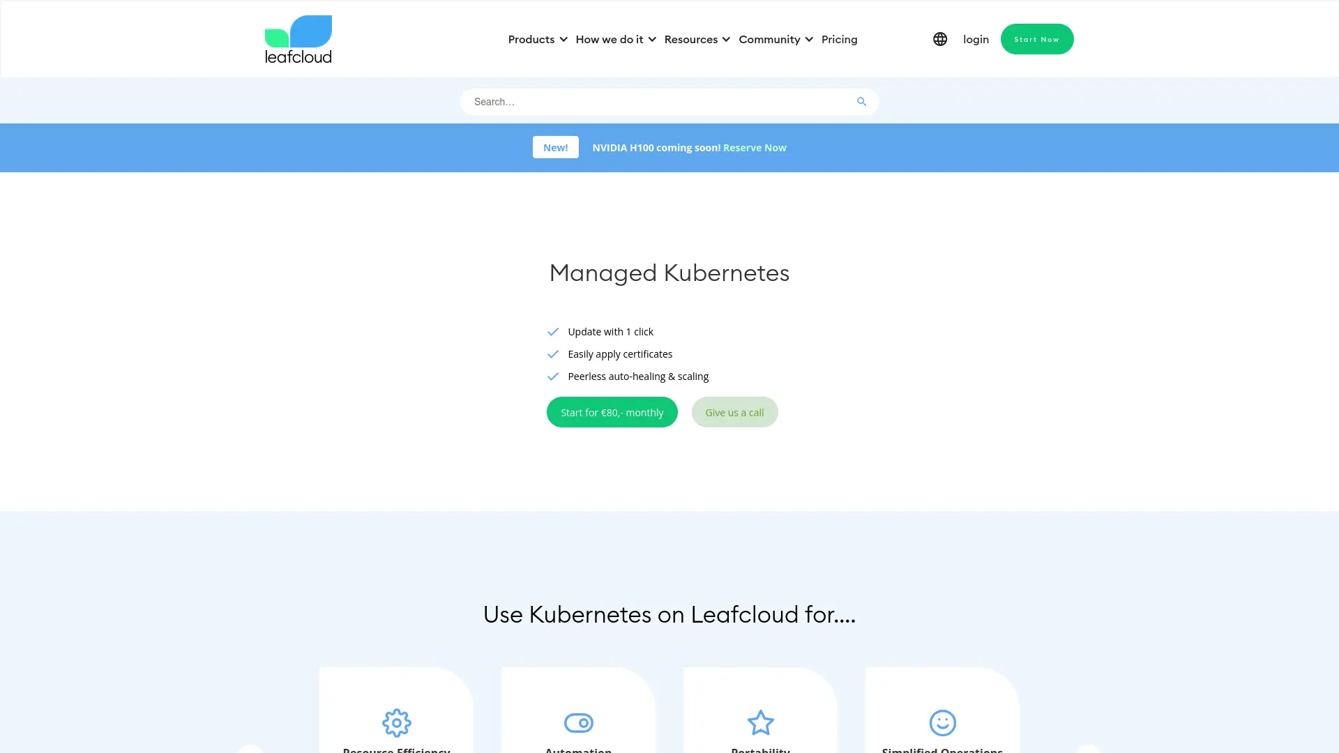 Leafcloud Managed Kubernetes Homepage