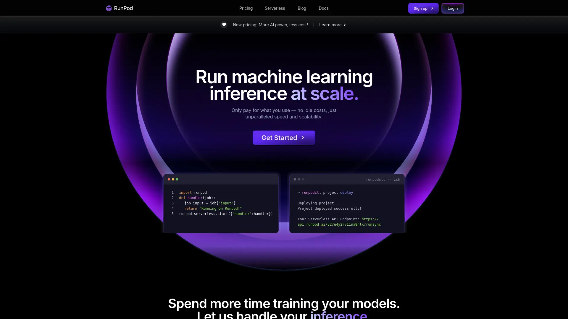 RunPod Serverless Homepage